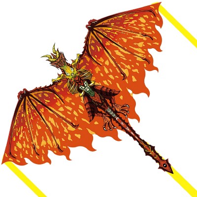 Joyfy Red/Blue Giant Dragon Kite - 47.2 In x 19.7 In Large Beach Kite with 328ft String for Outdoor Fun, Lawn Games and Family Activities