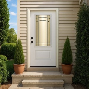 Chic Crate 36"x80" Fiberglass Front Door with Frosted Glass, Vinyl Frame Included - 1 of 4