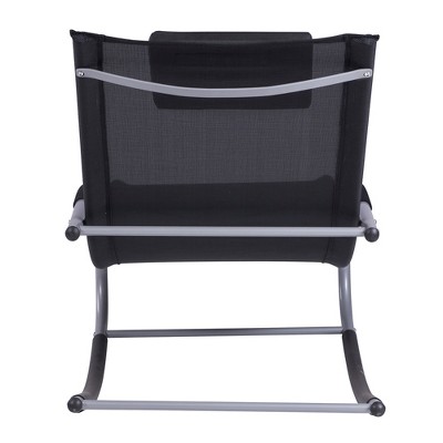 Elysian Black Zero Gravity Rocking Chaise with Cushioned Headrest