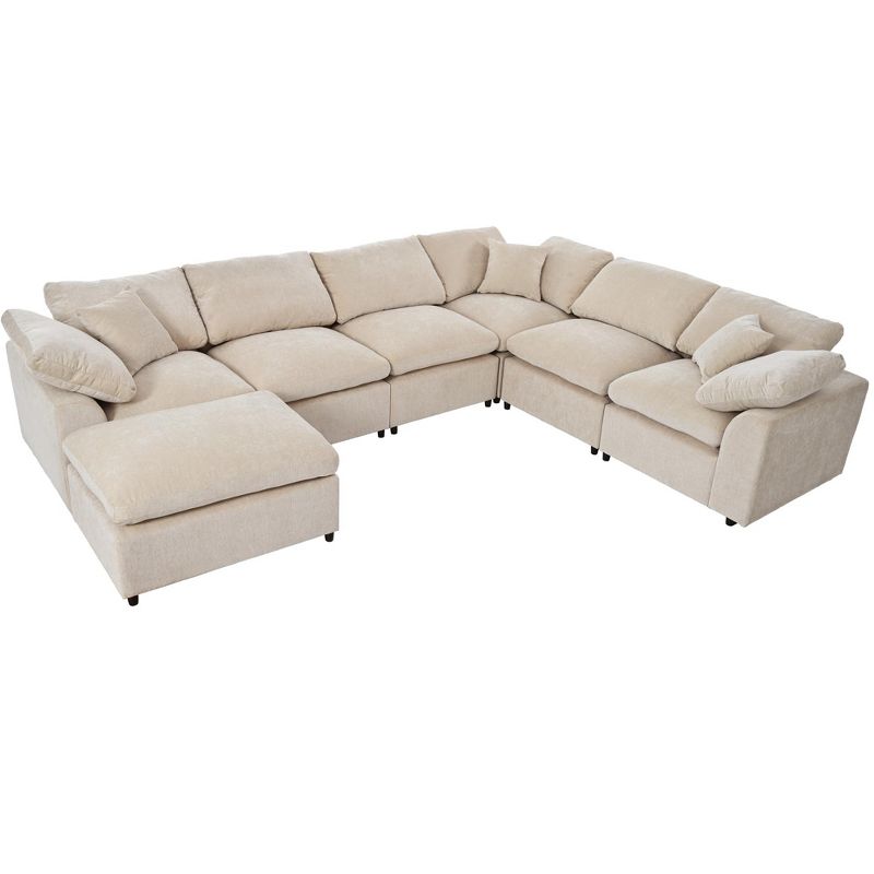 129.3" Oversized Modular L Shaped Sectional Sofa with Ottoman for Living Room and Spacious Space - ModernLuxe, 4 of 14