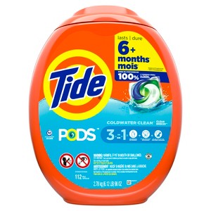 Tide PODS Laundry Detergent Soap Pacs, HE Compatible, 112 ct, Powerful 3-in-1 Clean, Clean Breeze - 1 of 4