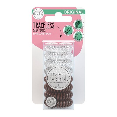 invisibobble Original Multipack Hair Elastics - Crystal Clear and Pretzel Brown - 8ct