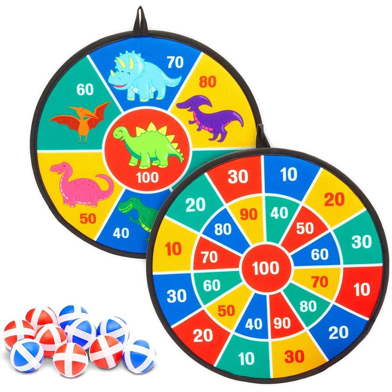 Blue Panda Kids Dart Board Game, Includes 10 Sticky Balls and Hook (14 In, 11 Pieces), 1 of 7