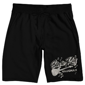 Stevie Ray Vaughan Guitar & Music Notes Men's Black Sleep Pajama Shorts - 1 of 4