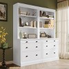White 83.4" Bookshelf with LED Light and Drawers, Modern Vertical Wood Bookcase with Adjustable Shelves for Home Office-3irtyhousy - 2 of 4