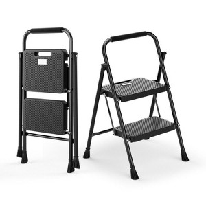 Cesicia Black 2 Step Folding Ladder with Wide Anti-Slip Pedal - 1 of 4