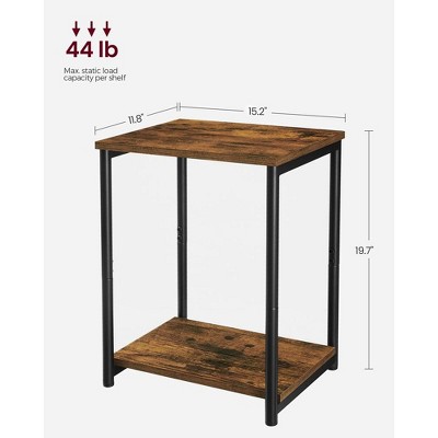 Rustic Brown and Black 2-Tier Particleboard End Tables Set