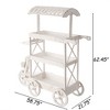 White Wood Decor Display Rack Mobile Food Cart with Wheels 3 Tier for Display, Wood Wagon with Shelves for Food and More - 4 of 4