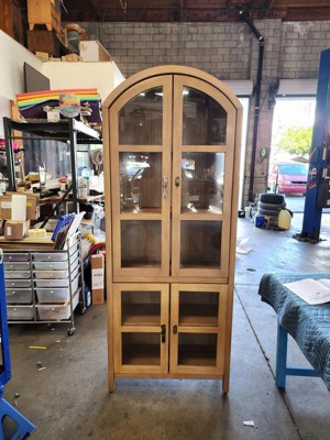 Arches Writing Desk with Storage Cabinets Natural - Threshold™