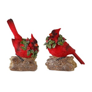 Melrose Perched Winter Cardinal Bird (Set of 2) - 1 of 2