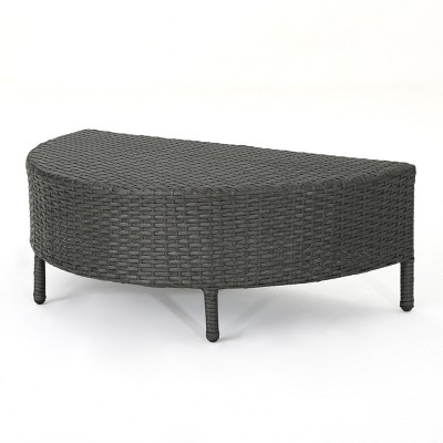 GDFStudio Harper Outdoor Wicker Half-Round Coffee Table