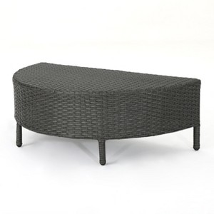 GDFStudio Harper Outdoor Wicker Half-Round Coffee Table - 1 of 4