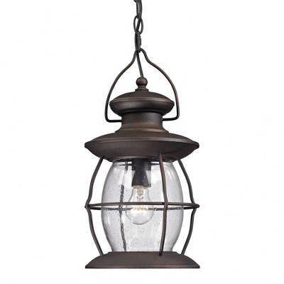 Elk Home Village Lantern 1 - Light Pendant in  Weathered Charcoal