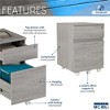 Anybear Grey Rolling Two Drawer Vertical Filing Cabinet with Lock and Storage - 2 of 4