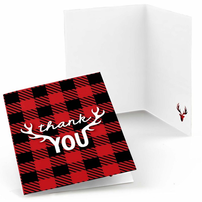 Big Dot of Happiness Prancing Plaid - Christmas and Holiday Buffalo Plaid Party Thank You Cards (8 Count), 1 of 7