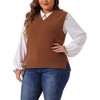Agnes Orinda Women's Plus Size V Neck Knit Solid Classic Sleeveless Pullover Sweater Vest - 2 of 4