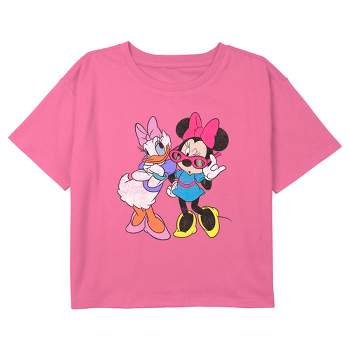Girl's Mickey & Friends Daisy Duck and Minnie Mouse Sunglasses Crop T-Shirt