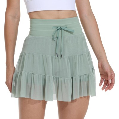 Clotth Women's High Waisted Pleated Skirt Athletic Skorts, Ruffle Tennis Skirts Golf Sports, Running Skorts With Shorts Pockets