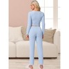 INSPIRE CHIC Women's Long Sleeve Full Length Solid Flounce Pajama Set Lounge Set - 4 of 4