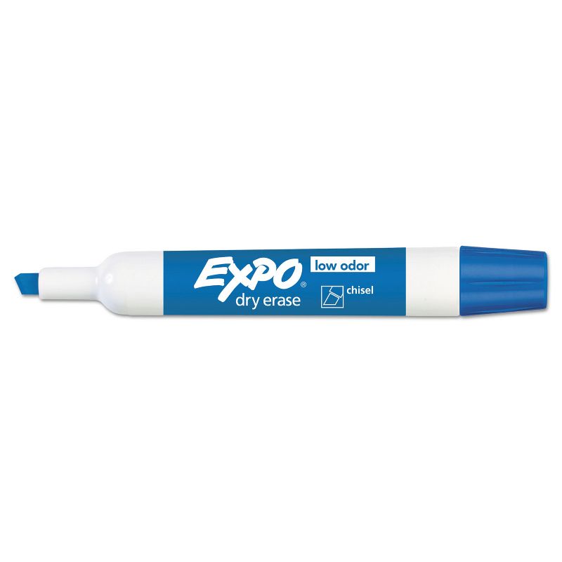 EXPO Low Odor Dry Erase Marker Chisel Tip Blue Dozen 80003, 3 of 7