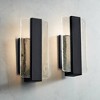 Possini Euro Design Cascadia Modern Wall Light Sconces Set of 2 Black Metal Hardwire 6" Fixture LED Piastra Art Glass for Bedroom Bathroom Vanity Home - 2 of 4
