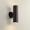 Possini Euro Design Modern Wall Light Sconce Bronze Hardwired 3 3/4" 2-Light Fixture Up Down Tempered Glass for Bedroom Bathroom - 2 of 4