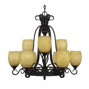 Toltec Lighting Elegante 9 - Light Chandelier in  Dark Granite with 5" Cayenne Linen Shade - 1 of 1