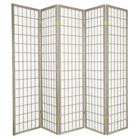 6 ft. Tall Window Pane - Special Edition - Gray, 5-Panel Room Divider, Japanese-Inspired, Hardwood Frame, Easy Maintenance - image 1 of 3