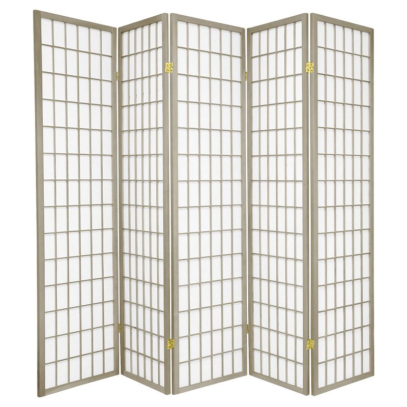 6 ft. Tall Window Pane - Special Edition - Gray, 5-Panel Room Divider, Japanese-Inspired, Hardwood Frame, Easy Maintenance, 1 of 6