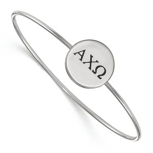 Black Bow Jewelry Sterling Silver Alpha Chi Omega Greek Life Bangle Bracelet 6 Inch - 1 of 3