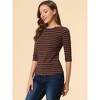 INSPIRE CHIC Women's Elbow Sleeves Boat Slim Fit Casual Stripe Animal Print Multi Floral Pattern T-Shirt - 4 of 4