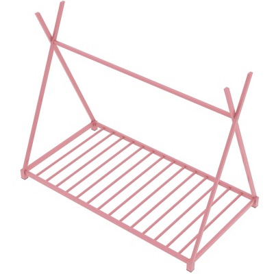 YNXARIA Durable Pink Metal Twin Platform Bed Frame Featuring Triangular Structure