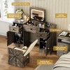 Fredees Vanity Desk: Flip Top Mirror, Lights, 2 Adjustable Cabinets, 2 Drawers, Hidden Storage Stool, Charging Dressing Table Set - 3 of 4