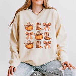 Simply Sage Market Coquette Western Fall Chart Lightweight Garment Dyed Sweatshirt - 1 of 4