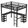 Full Loft Bed Frame: Black with Vintage Wood Desk, Ladder, and Guardrails - 4 of 4