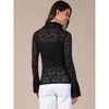 INSPIRE CHIC Women's Floral Lace Mesh Mock Neck Long Bell Sleeve Casual Dressy Blouse - 4 of 4