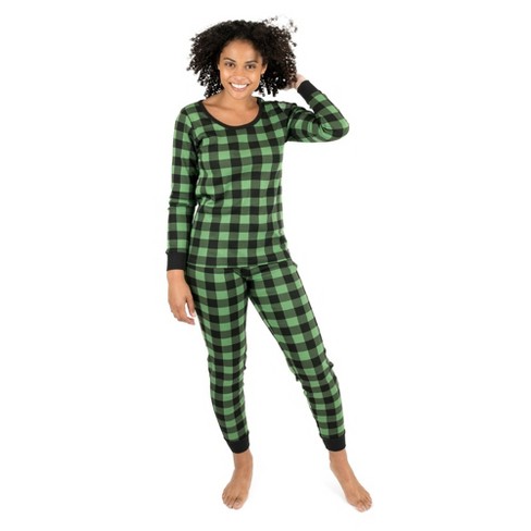 Leveret Womens Cotton Top And Fleece Pants Plaid Black And Red Xs : Target