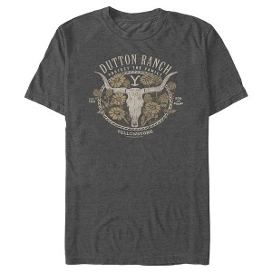 Men's Yellowstone Cow Skull and Flowers Protect The Family T-Shirt - 1 of 4