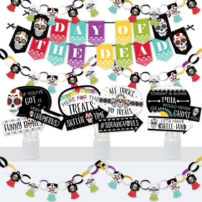 Big Dot of Happiness Day of the Dead - Banner and Photo Booth Decorations - Sugar Skull Party Supplies Kit - Doterrific Bundle