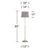 360 Lighting Abba Modern 65" Tall Standing Floor Lamp Skinny Pole Twin Pull Chain Silver Metal Brushed Steel Finish Living Room Drum Treble Gray Shade - 4 of 4