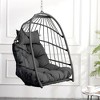 NAYSAYE Patio Swing Rattan Egg Chair with Cushion and Foldable Frame for Garden and Backyard Relaxation, Gray and Gray, 28.34"*22"*20.3" - 2 of 4