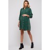 PinkBlush Green Corduroy Button Down Collared Maternity Dress - 2 of 4