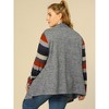 Agnes Orinda Women's Plus Size Stripe Splicing Asymmetric Colorblock Long Sleeve Lightweight Long Knit Open Front Cardigans - 4 of 4