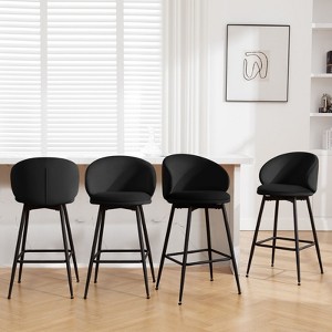Bekrvio 30" Bar Height Stools - Swivel Velvet Barstools with Back, Modern Upholstered High Chairs for Kitchen Counter, Home Pub - 1 of 4