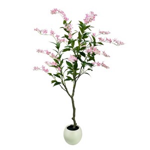4FT Artificial Jasmines Tree with Pot, Tall Fake Tree Plant with Realistic Flowers, Lifelike Faux Tree Large Artificial Plants - 1 of 4