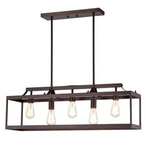Chloe Lighting Ironclad Industrial 5 Light Oil Rubbed Bronze Island Pendant Ceiling Fixture 36" Wide - 1 of 4