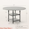 Round Dining Table for 4, Kitchen Dining Room Circle Dinner Pedestal Table w/ Storage Shelves & Roman Metal Legs - 2 of 4