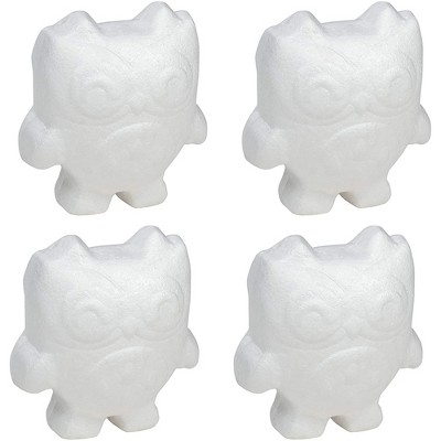 Genie Crafts 4 Pack Polystyrene Foam Owl, Painting Activity for Kids, DIY Toy Figurine, Arts & Crafts Supplies for School Project, 5.5 inches