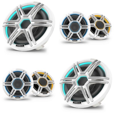Garmin Fusion 2 Pairs Apollo AP-FL65SPW 6.5" LED Marine Speakers Sport Grills, White, Pair with 2 Garmin Fusion Apollo AP-SL10SPW 10" LED Marine Su...