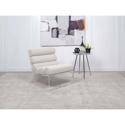 Ivory Bouclé Upholstered Armless Accent Chair with Clear Acrylic Frame